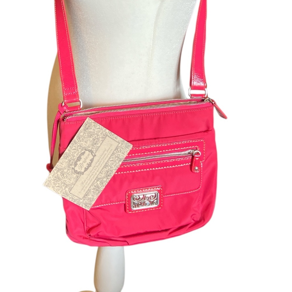 Brighton Raspberry Nylon Crossbody Bag 10”W x 9”L